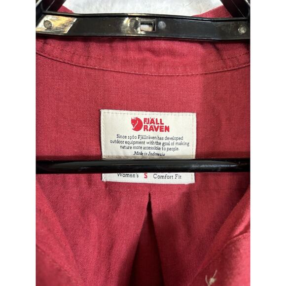 Fjall Raven Shirt Womens Size Small Maroon Comfort Fit Short Sleeve Button Up - Picture 7 of 10